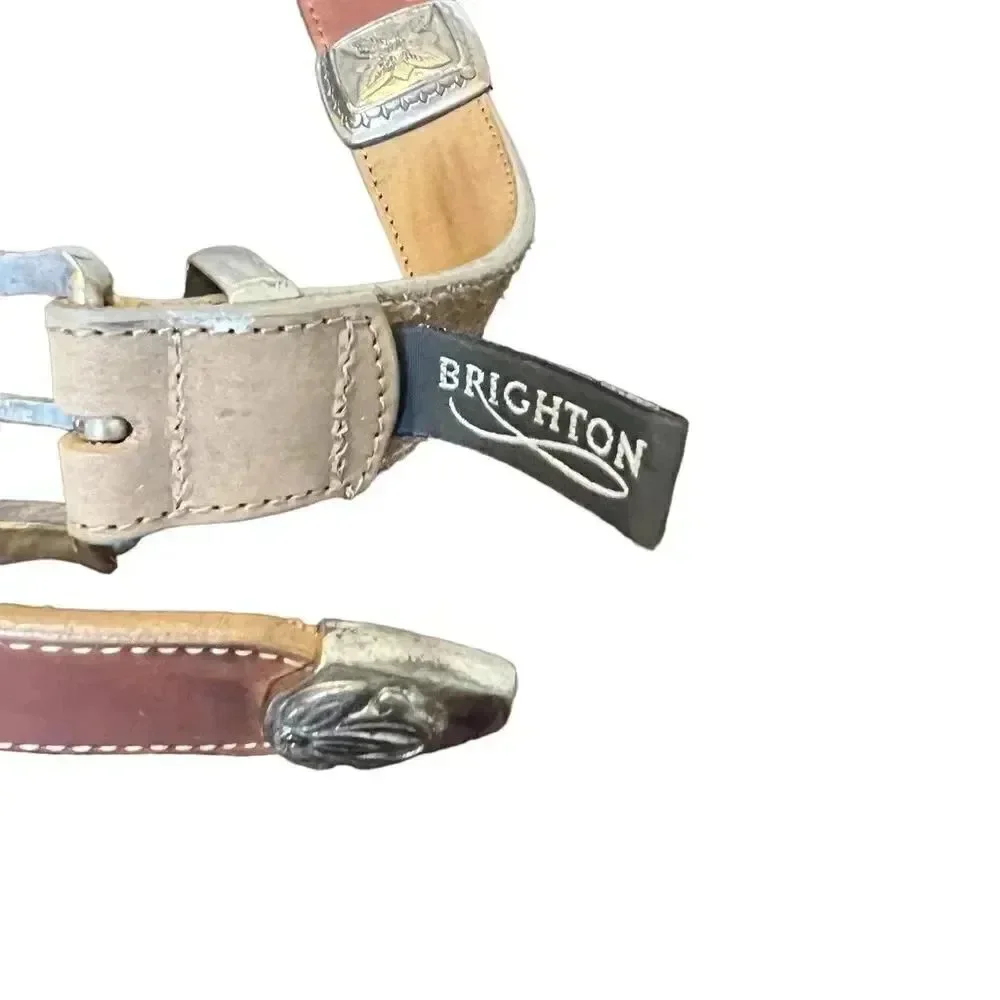 Brighton Childs Vintage 90s Leather‎ Belt Multi-Color Silver Tone Hardware